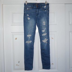 Abercrombie & Fitch Harper Super Skinny Distressed Ripped Juniors Denim Jeans 0